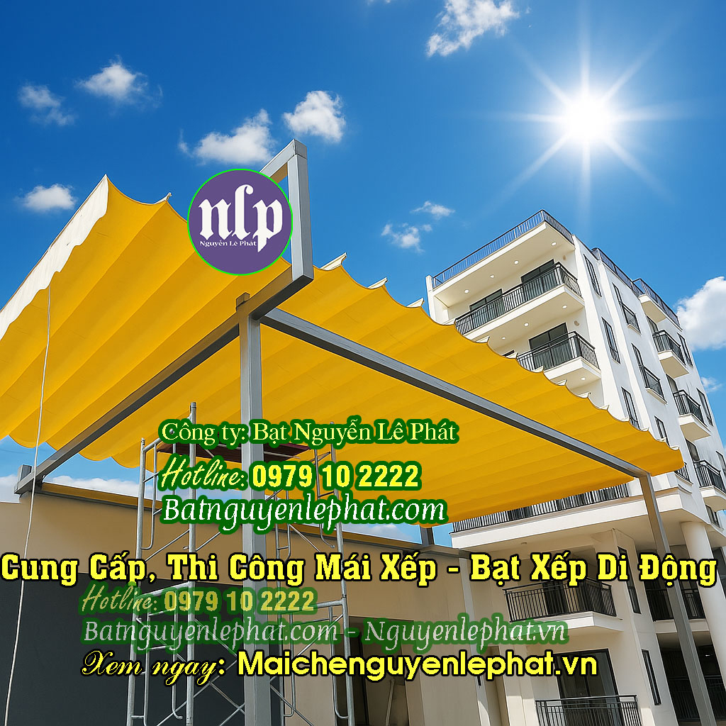 Mái kéo ray cho quán cafe Long Nguyên – ray nhôm, khung 40×80