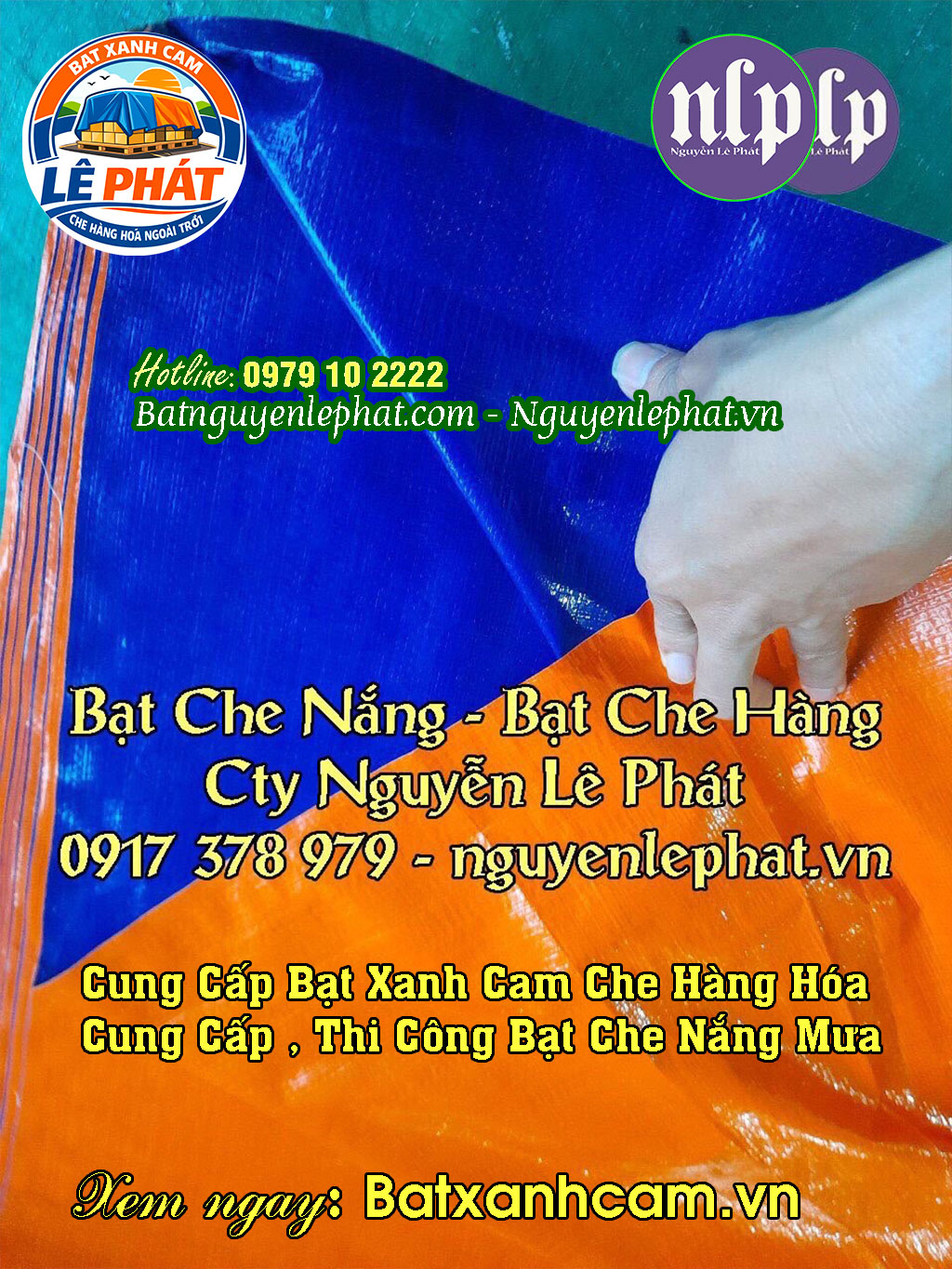 Bạt Che Nắng Mưa Xanh Cam Ngoài Trời Tại Bình Dương